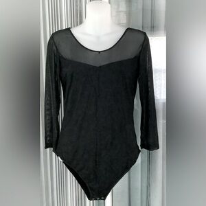 Women’s black mesh cut out bodysuit
